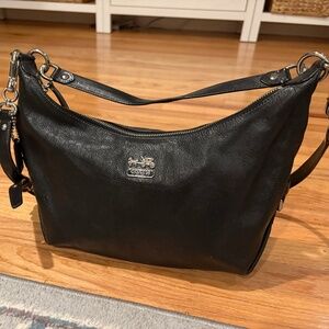 Coach black leather crossbody purse tote